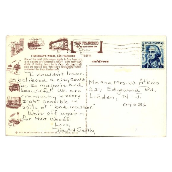 Fishermans Wharf San Francisco Vintage Postcard Harbor Boats Seafood Restaurants - Picture 2 of 2